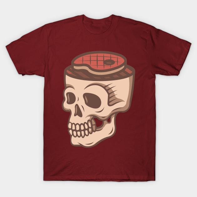 Funny BBQ Grill Barbecue Skull Head T-Shirt by Shirtbubble